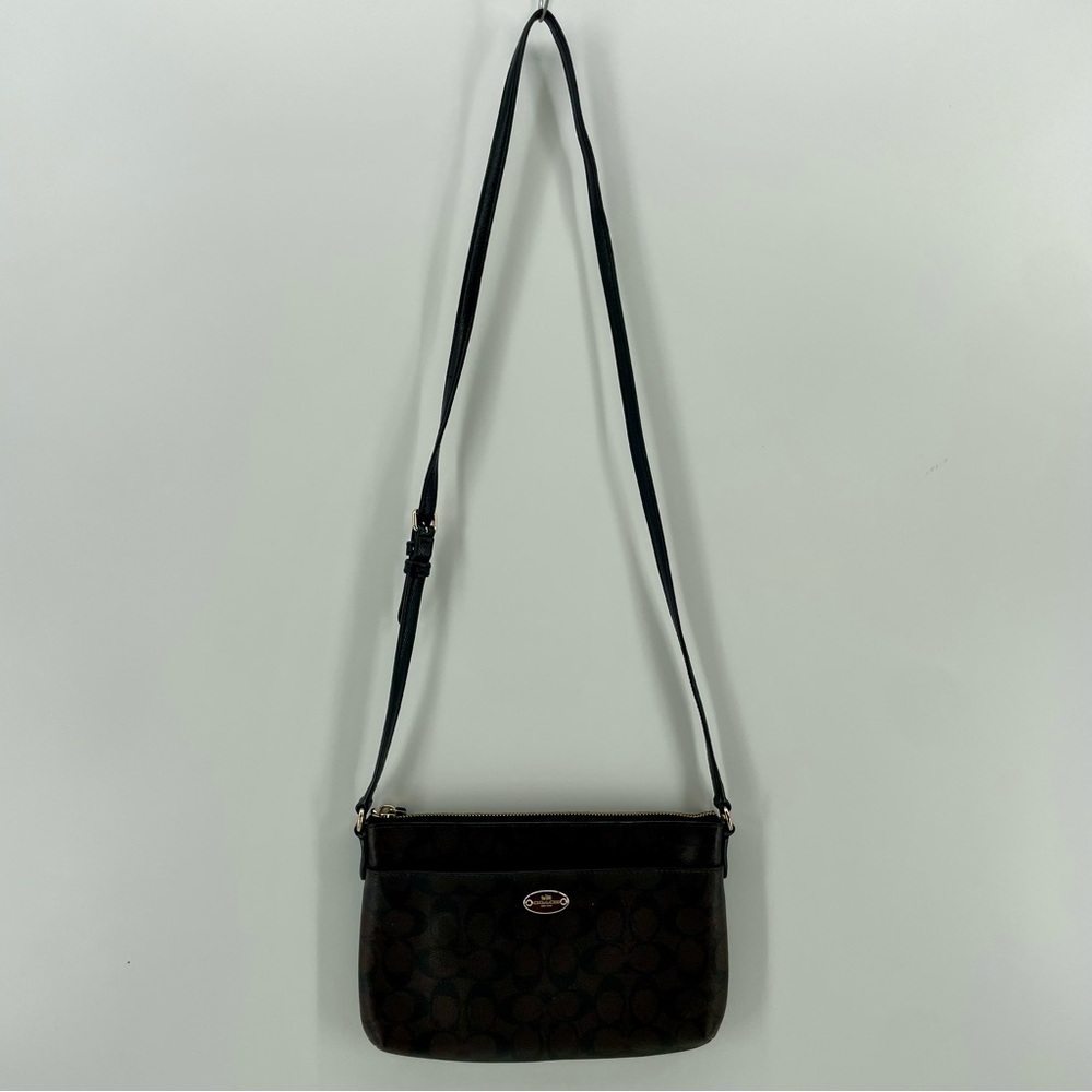Coach Signature C Coated Canvas East/West Pop Crossbody Brown F52657 - Picture 2 of 8